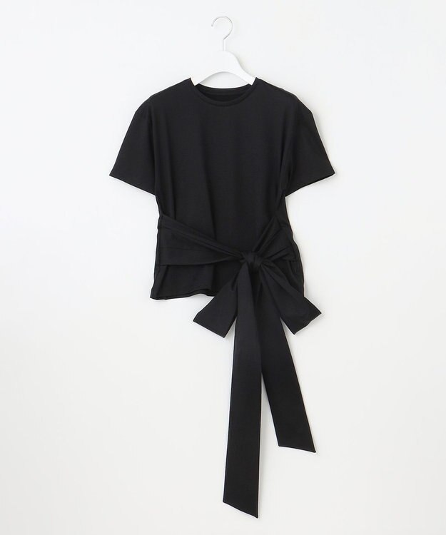 23区 L 【エステータ】スーピマシングルジャージー サッシュデザイン カットソー ブラック系