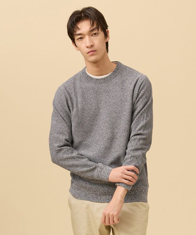 J.PRESS MEN ギマコットンカノコクルーネック ニット ネイビー系