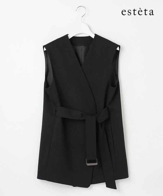 23区 【エステータ】ライトダブルクロス ジレ ブラック