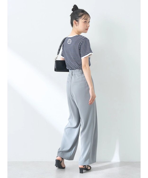 earth music&ecology バイカラースカラッププルオーバー Border Navy