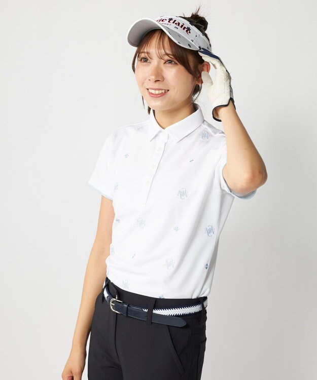FILA GOLF／marie claire 【Marie claire sports】ロゴ刺繍半袖ポロシャツ ホワイト