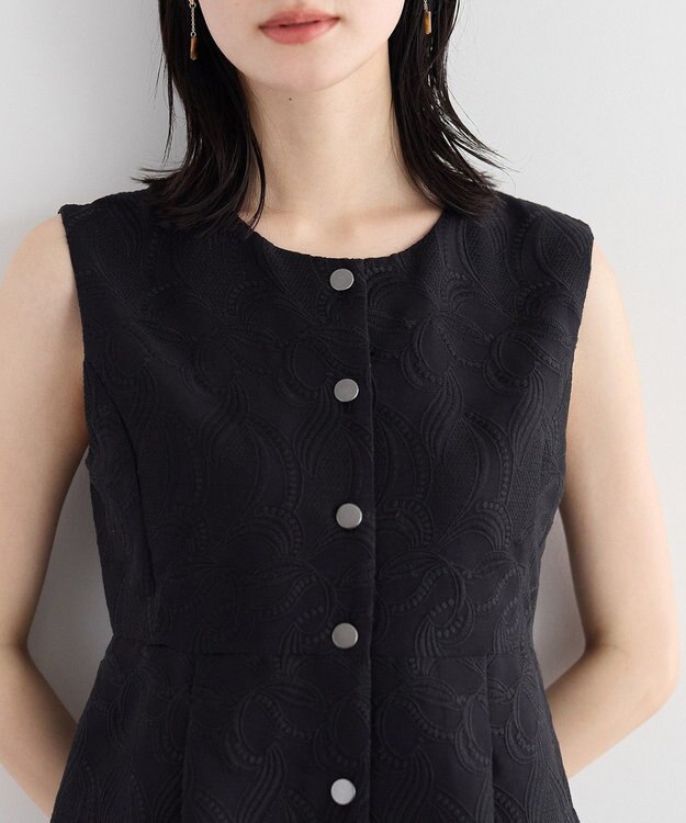 YECCA VECCA 刺繍ペプラムジレ Black