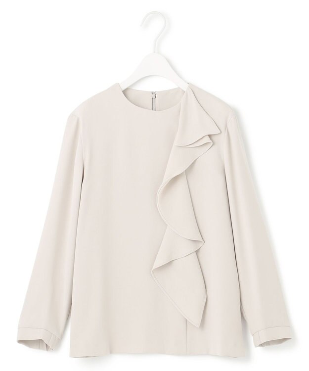 ICB L 【洗える】ライトダブルクロス フリルデザインブラウス トープ系