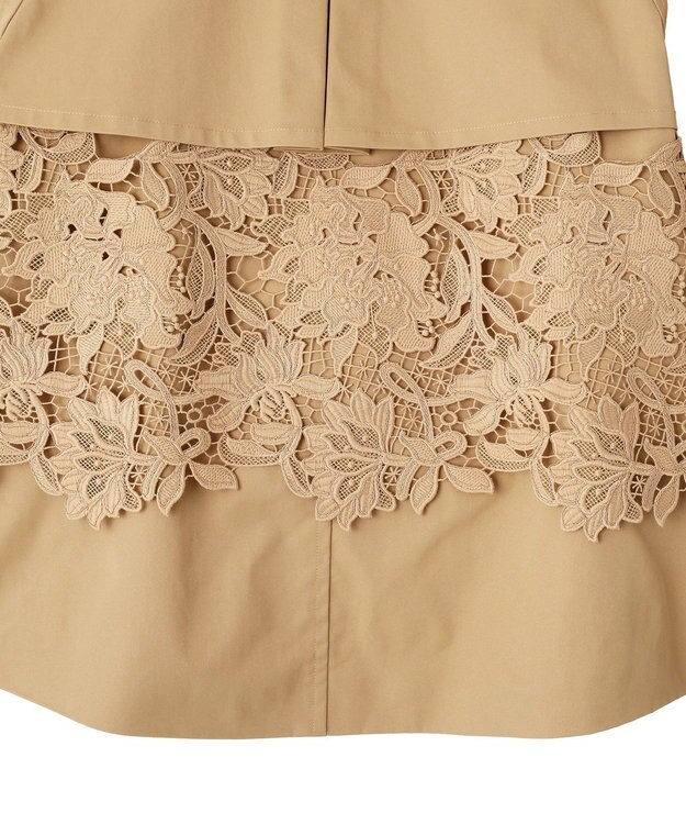 YECCA VECCA レースMIXショートトレンチコート Beige