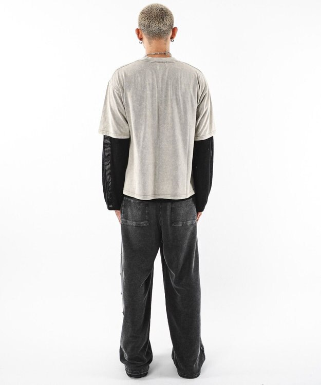 WEGO 【ユニセックス着用ITEM】ブリーチスタッズロゴスウェットパンツ スミクロ