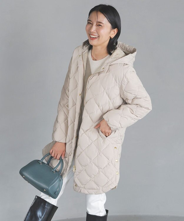 UNFILO 【自宅で洗濯OK / 軽量で暖かい】TAIONコラボ 2WAY キルティングダウン ベージュ