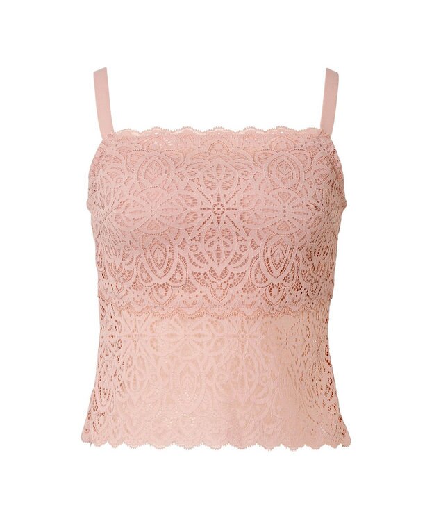 BRADELIS New York 【カヤビューティーラボ】はくだけ簡単!レーシーロングブラ24 ノンワイヤー 補整 ブラジャー 見せブラ ブラトップ ローズベージュ