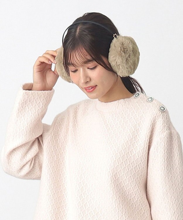 MOONBAT 【FUDGE11月号掲載】PAUL & JOE ACCESSOIRES ネコチャーム付フェイクファーイヤマフ（細アーム） ベージュ