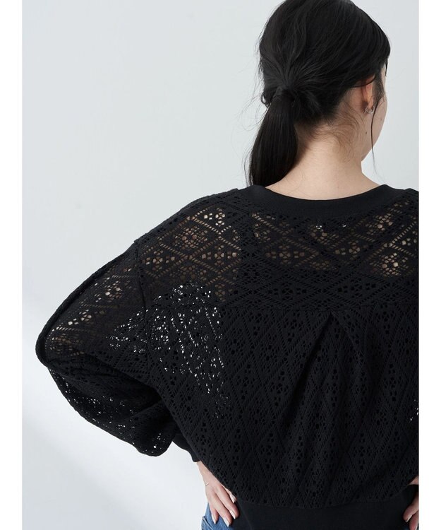 earth music&ecology ラッセルレースカーディガン Black