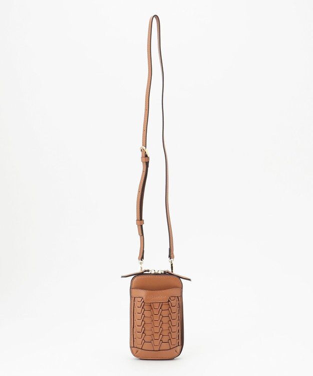 LA BAGAGERIE 【veganview】v piece mesh smartphone shoulder bag キャメル