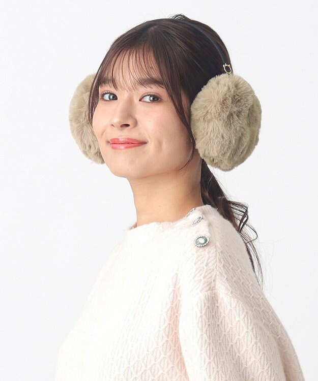 MOONBAT 【FUDGE11月号掲載】PAUL & JOE ACCESSOIRES ネコチャーム付フェイクファーイヤマフ（細アーム）