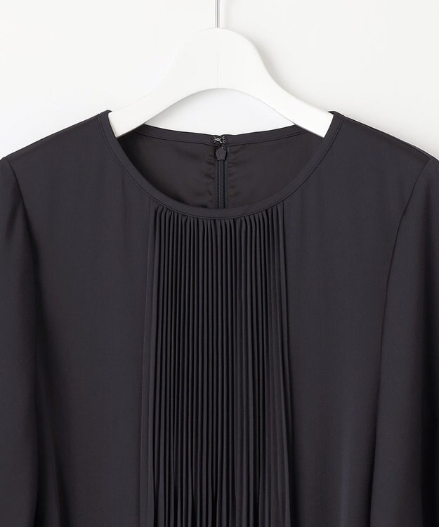 自由区 【洗える・XSサイズあり】フロントプリーツ ドレス ネイビー系