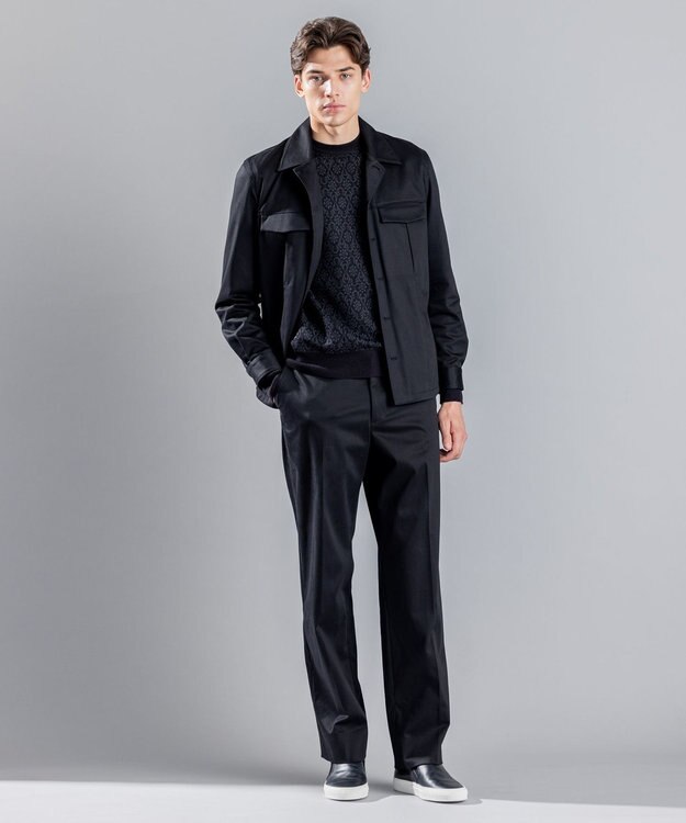 JOSEPH HOMME スムースサテンストレッチ　CPOシャツ ブラック系