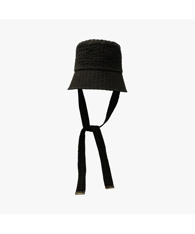 林八百吉商店 un chapeau　ひも付きチェックハット ブラック