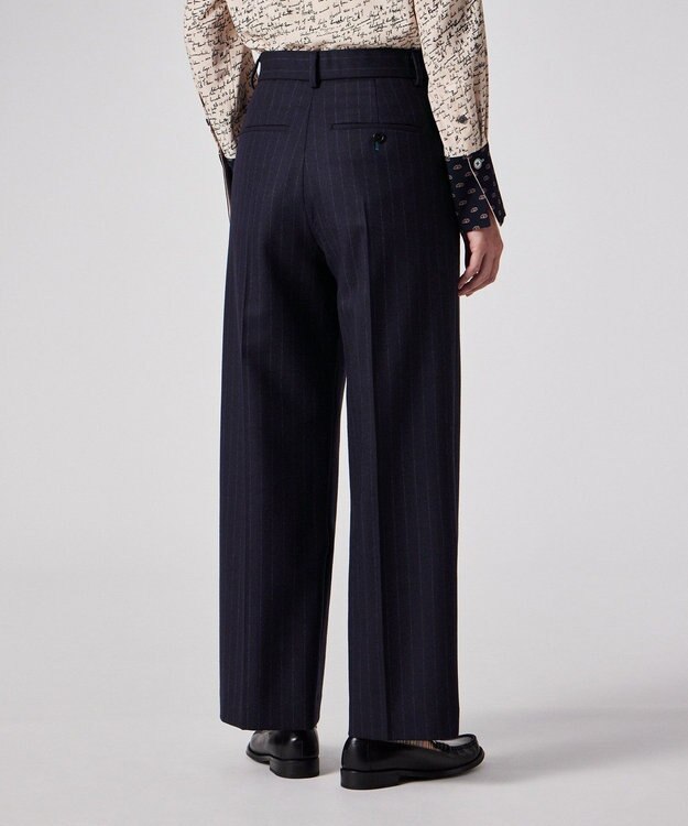 Paul Smith ストライプ ウール ワイドパンツ ネイビー