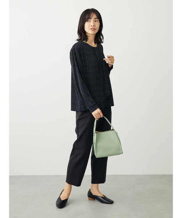 Green Parks ＢＰ　襟タック長袖ブラウソー Black