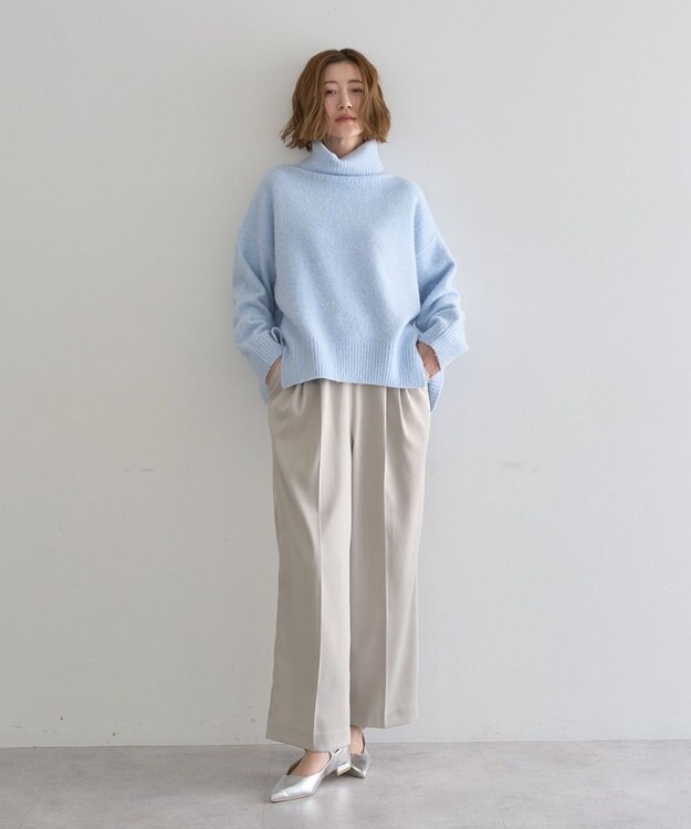 YECCA VECCA 裏起毛サテンリラックスパンツ Gray Beige