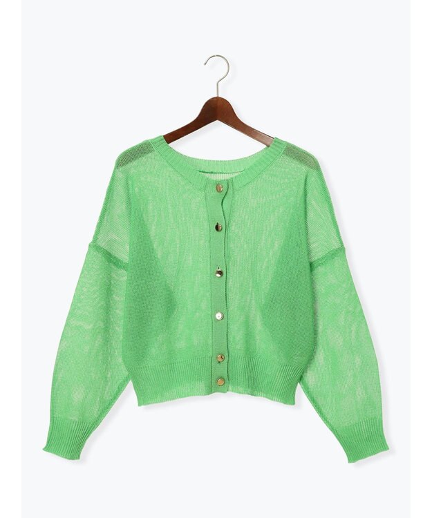 Te chichi 【WEB限定カラーあり】ペーパータッチヤーン2wayメッシュニット グリーン