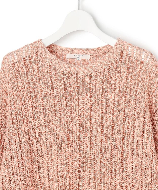 23区 【SLOW/一部店舗限定】エンブロイダリープルオーバー サマー ニット コーラルレッド