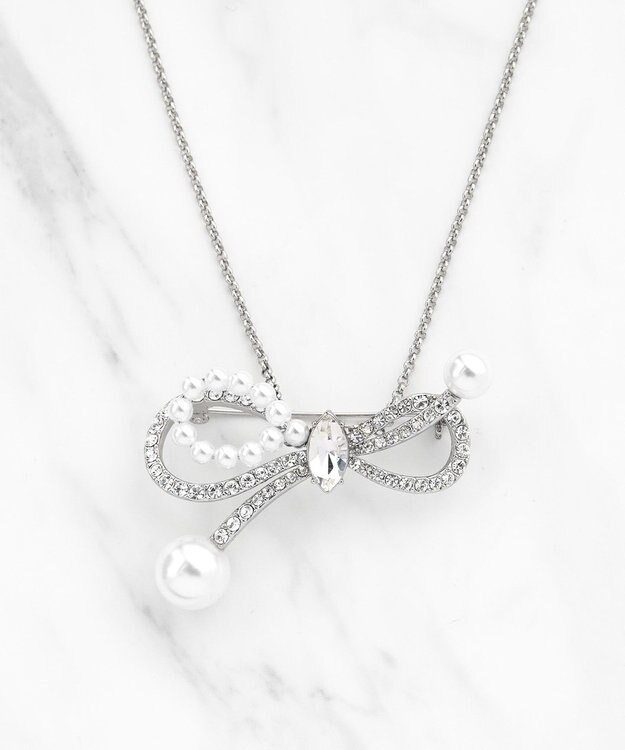 TOCCA 【八木アリサさん着用】SHAKE RIBBON 2WAY BROOCH NECKLACE ブローチネックレス シルバー系