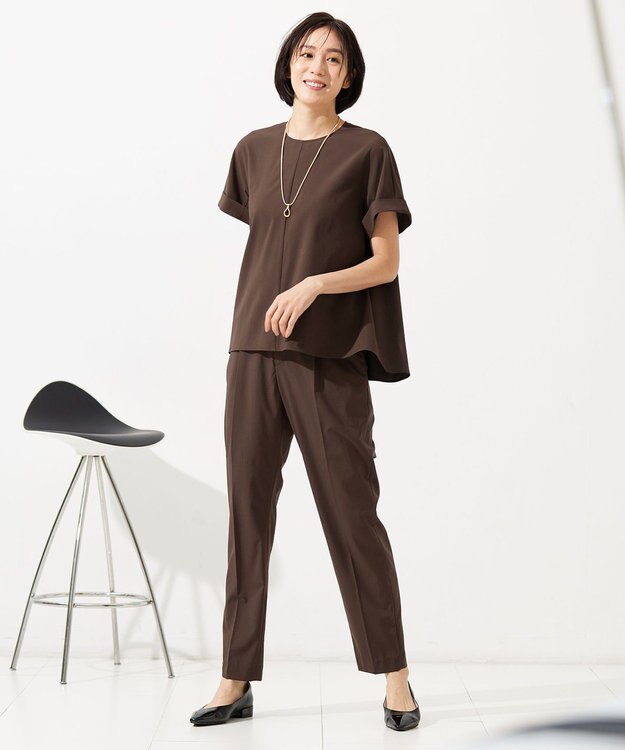 自由区 【カタログ掲載・セットアップ対応・接触冷感・UVケア・洗える】ファンクショナルクロス ブラウス ブラウン