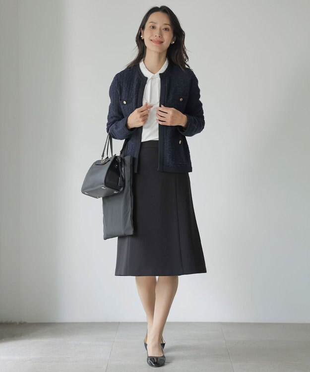 J.PRESS LADIES プレーティングジャージー レース襟 カットソー ホワイト系