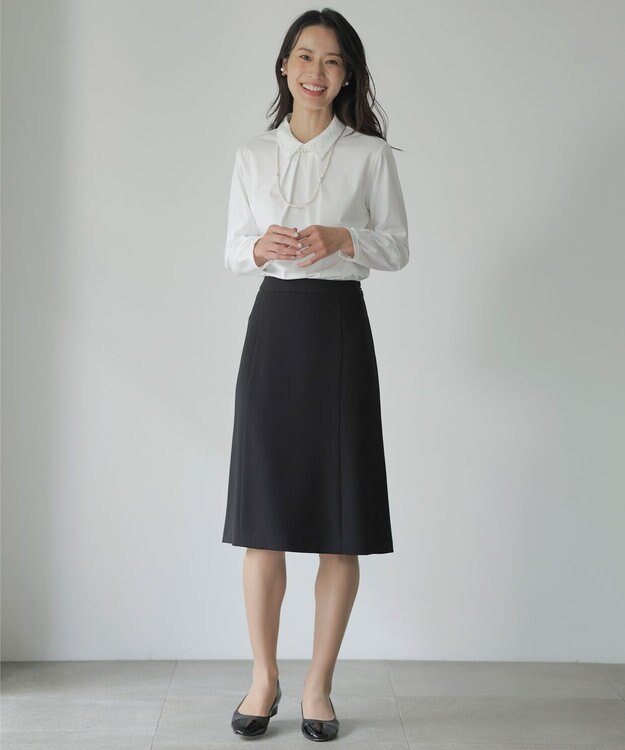 J.PRESS LADIES プレーティングジャージー レース襟 カットソー ホワイト系