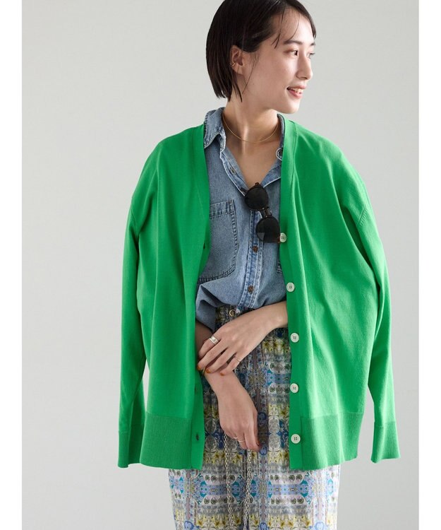 Te chichi 【雑誌掲載アイテム】2WAYカシュクールVネックカーディガン《2026 spring catalog item》 グリーン