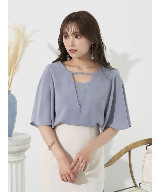 earth music&ecology ２ＷＡＹショルダースリットブラウス Off White