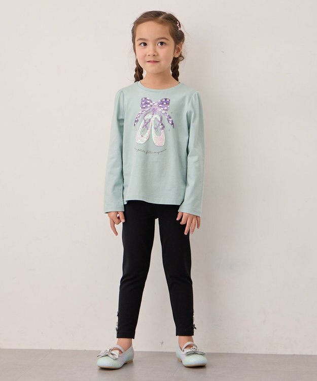 ANY KIDS ミラクルスパンコール 長袖Tシャツ ミント×バレエ