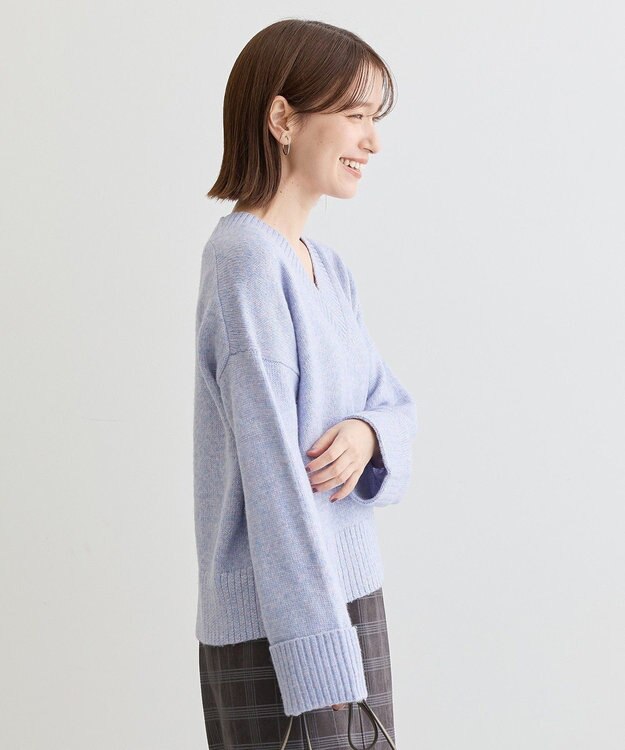 Green Parks ラメＶネックコンパクトニットプルオーバー Purple