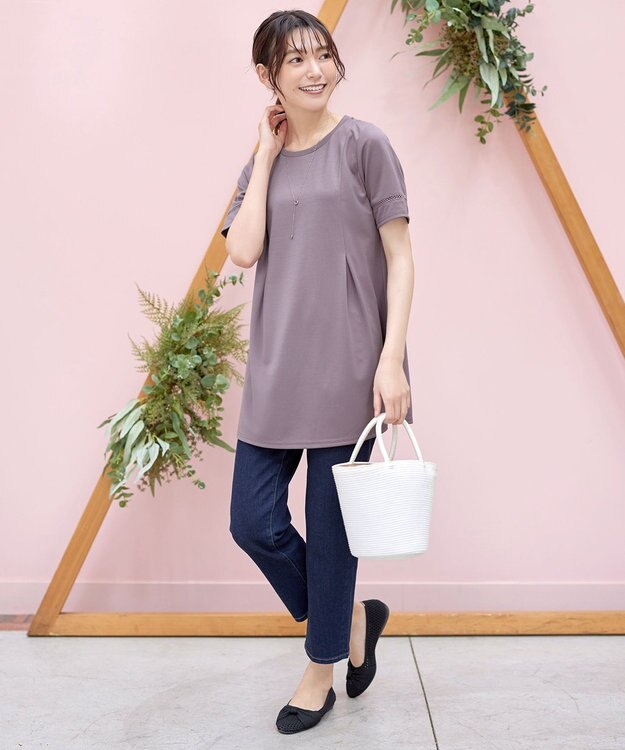 Tiaclasse 【サラごこち】はしごレースチュニック ピンクモカ