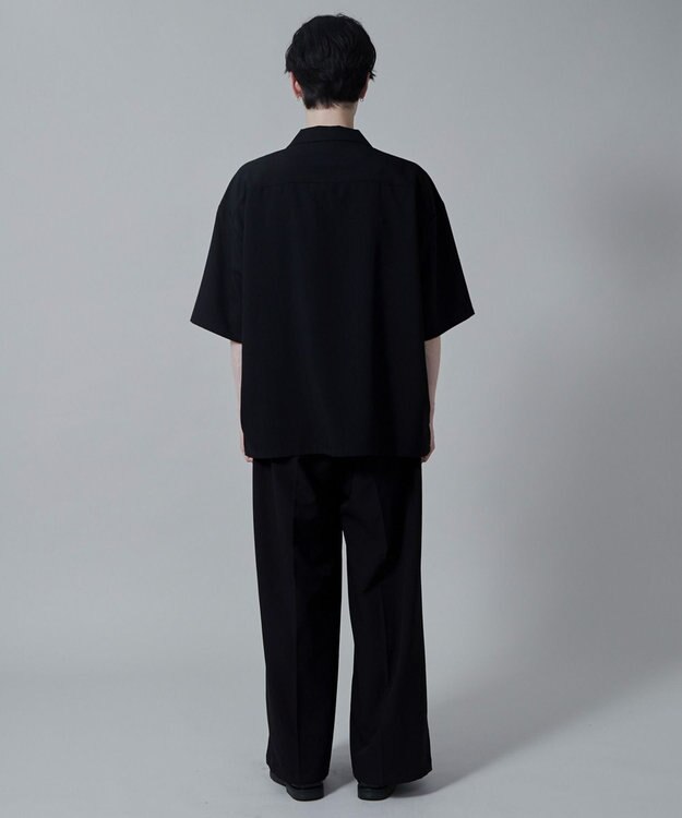 WEGO 【速乾/シワになりにくい】ドライポリオープンカラーシャツ(S) ブラック