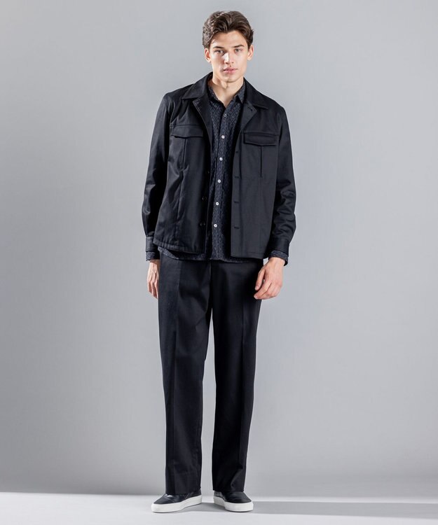 JOSEPH HOMME スムースサテンストレッチ　CPOシャツ ブラック系