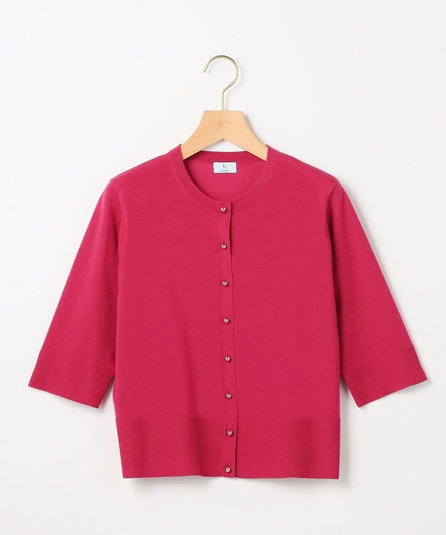 組曲 【先行予約】シアーニット5分袖 カーディガン チェリーローズ系