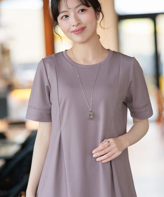 Tiaclasse 【サラごこち】はしごレースチュニック ピンクモカ