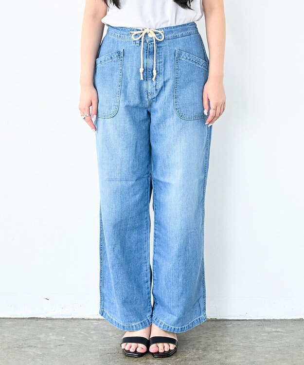 caqu FS linen easy wide リネンウエストゴムワイドストレート 3years