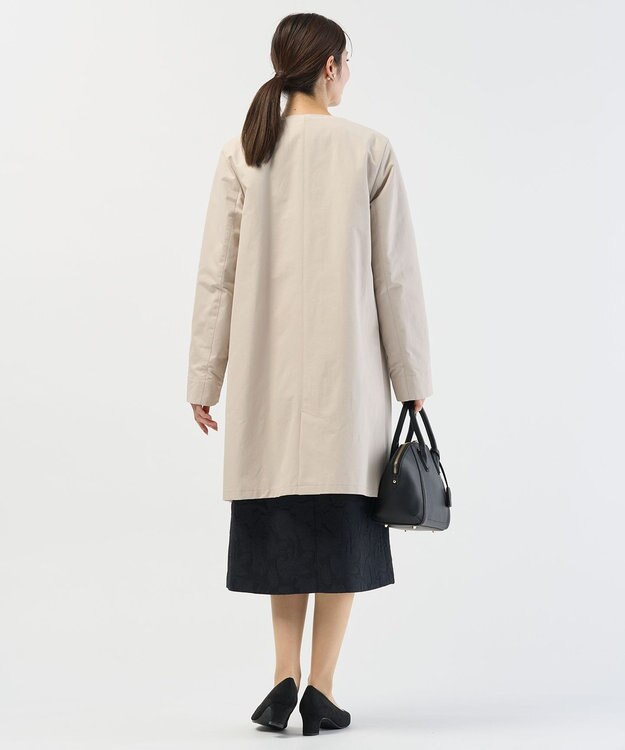 J.PRESS LADIES S 【2way】VINAジェットオックス ノーカラー コート グレージュ系