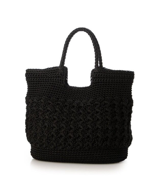 UNBILLION カシュカシュ cachecache / 柄編みベーシックトート カゴバッグ ブラック