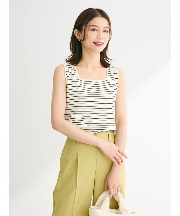 Green Parks ノースリーブスクエアニットプルオーバー Border