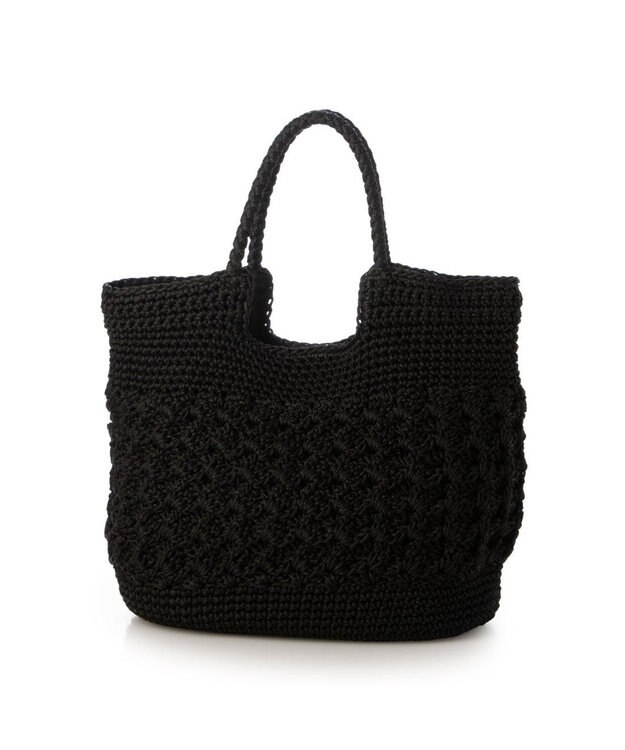 UNBILLION カシュカシュ cachecache / 柄編みベーシックトート カゴバッグ ブラック