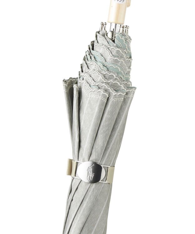 MOONBAT 【軽量】POLO RALPH LAUREN 晴雨兼用日傘 長傘 ストライプスカラ／遮光 遮熱 UV カーキー