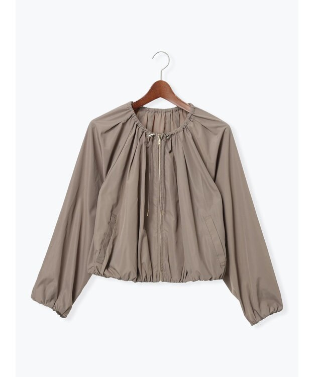 Te chichi ノーカラーギャザージップブルゾン モカ