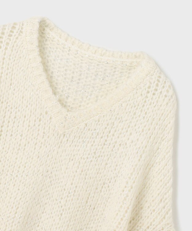 GRACE CONTINENTAL スパンコール畦ニットトップ ホワイト