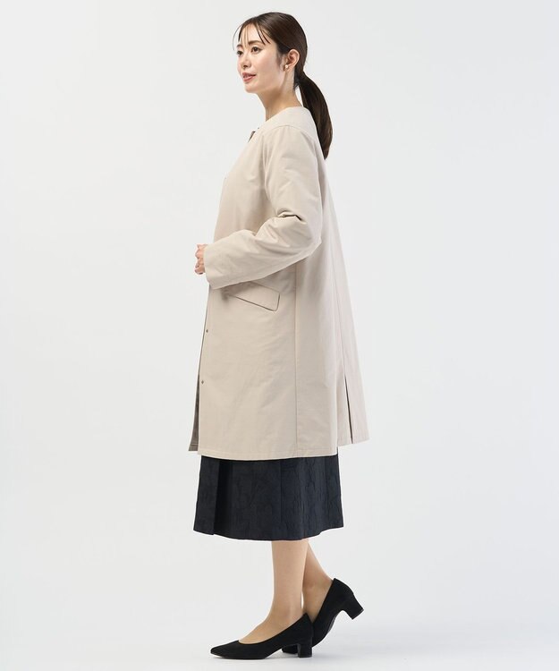 J.PRESS LADIES S 【2way】VINAジェットオックス ノーカラー コート グレージュ系