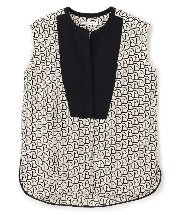 BEIGE， 【S-size】MONT THABOR / ロゴブラウス Ecru×Black