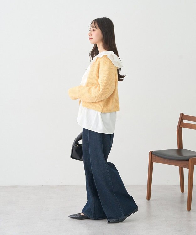 earth music&ecology ラッフルカラーブラウス Off White