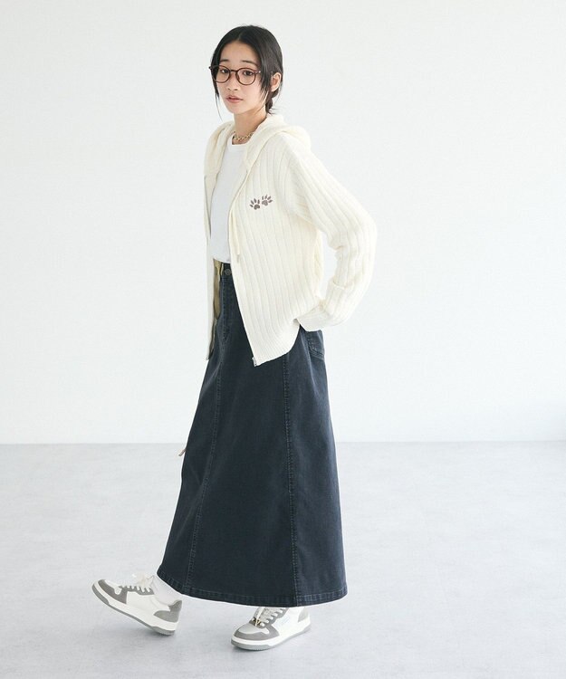 CRAFT STANDARD BOUTIQUE アニマル刺繍ニットZIPパーカー Ivory