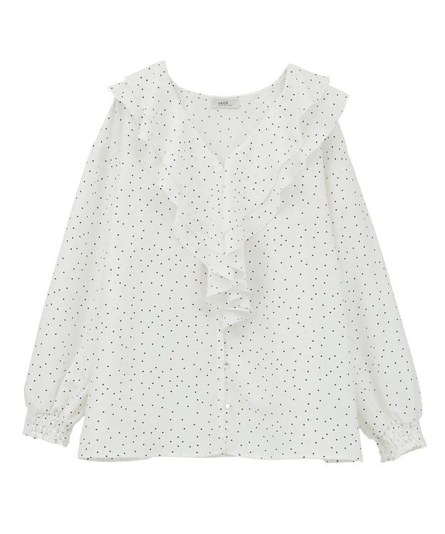 earth music&ecology ラッフルカラーブラウス Dot