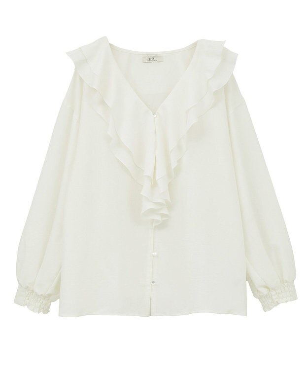 earth music&ecology ラッフルカラーブラウス Dot